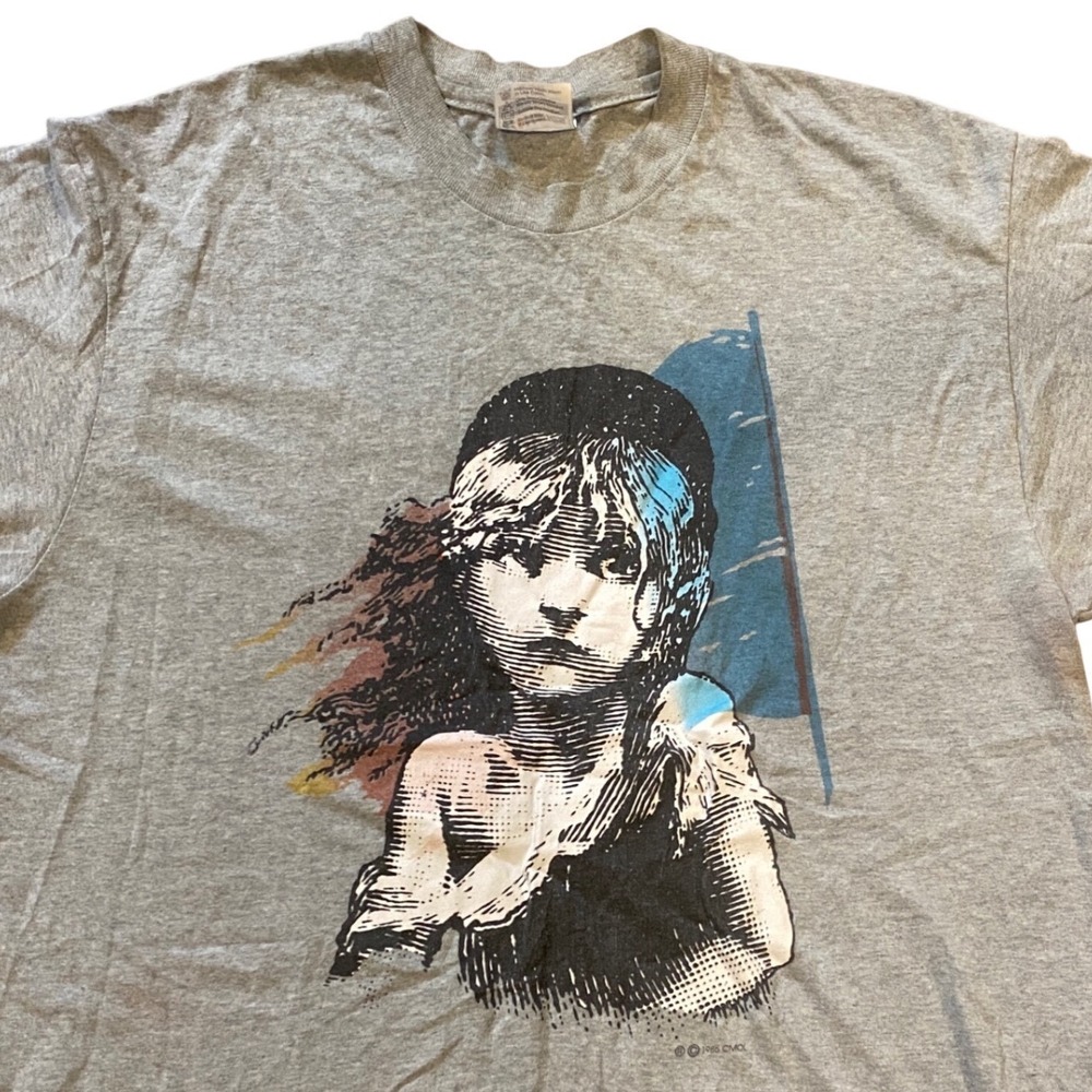 Vintage 1986 Les Miserables T Shirt Hanes XL Gray Single Stitch Broadway Musical